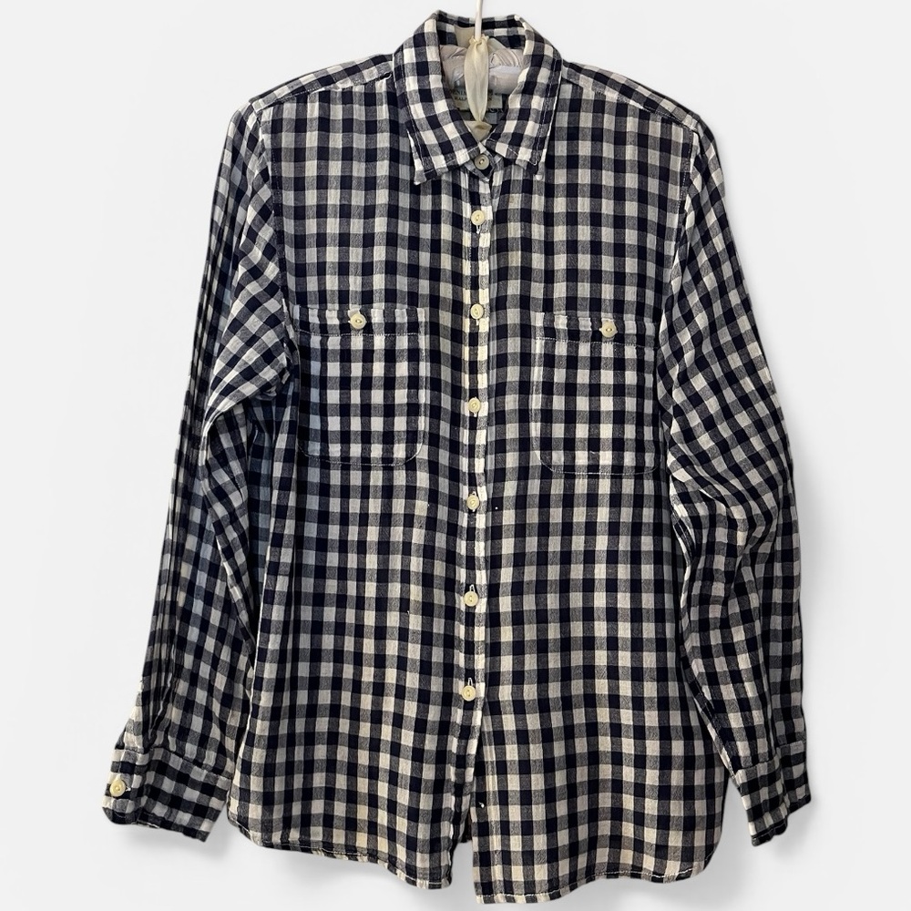 Ralph Lauren Gingham Checkered Utility Button Down 100% Cotton Lightweight Farm